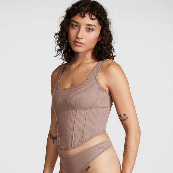 Victoria's Secret PINK Cinched Corset Top, Bra, Bralette Size Medium NWT - Picture 1 of 11